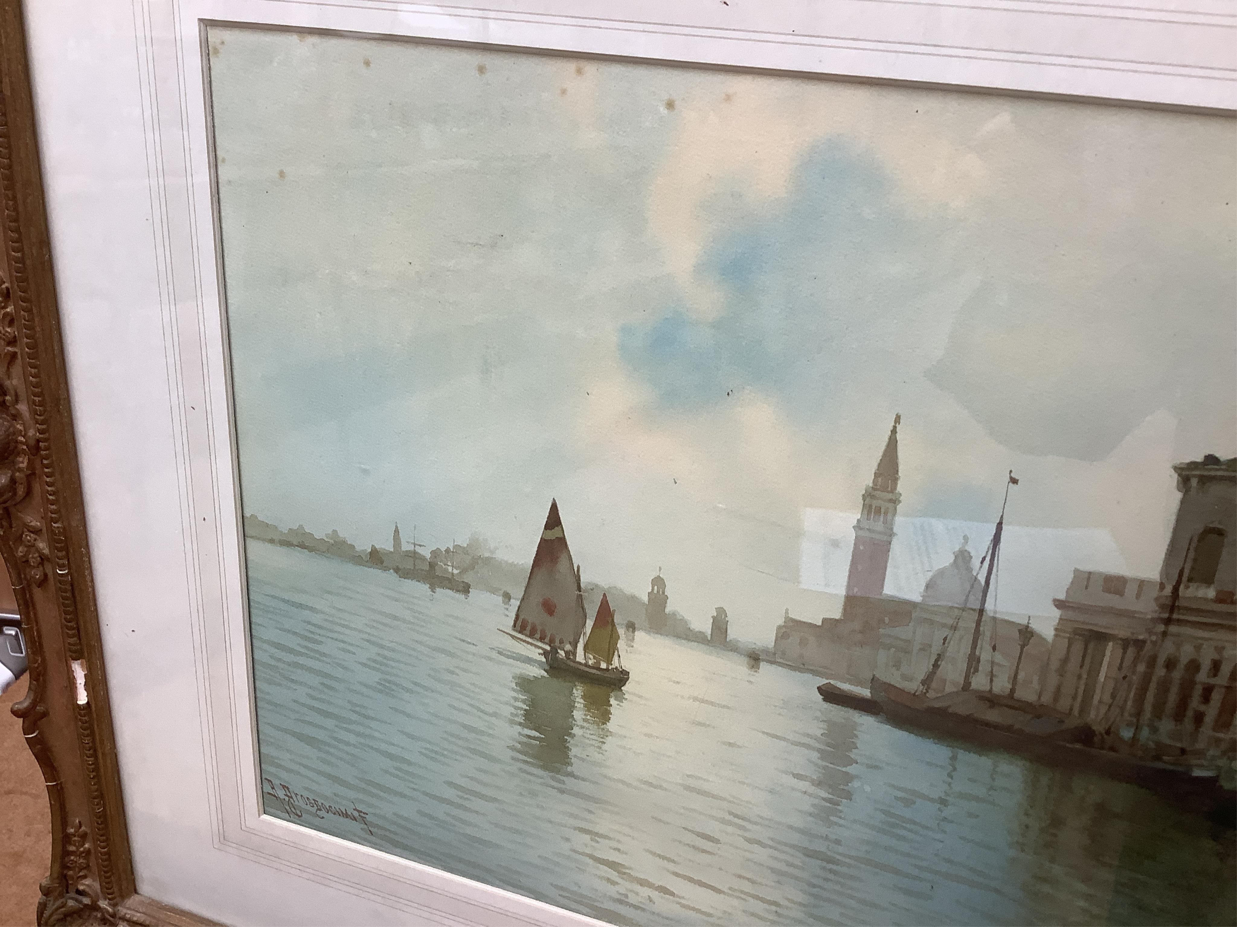 Alberto Prosdocimi (Italian, 1852-1925), Venice Lagoon, signed, watercolour, 30 x 49cm